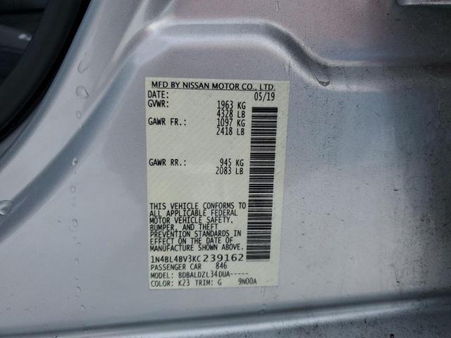 1N4BL4BV3KC239162 - 2019 NISSAN ALTIMA S SILVER photo 12