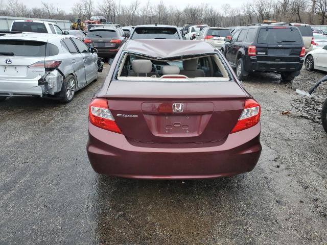 2HGFB2F5XCH557535 - 2012 HONDA CIVIC LX BURGUNDY photo 6