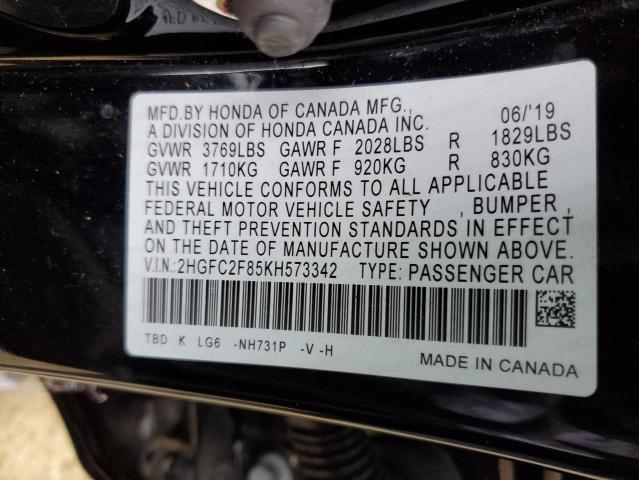 2HGFC2F85KH573342 - 2019 HONDA CIVIC SPORT 黑色 照片 13