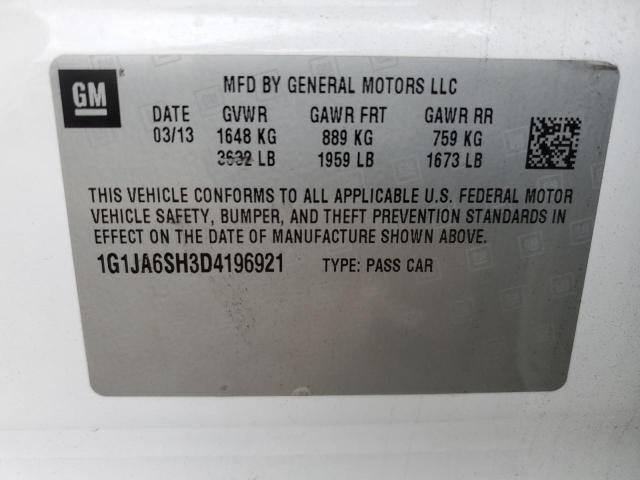 1G1JA6SH3D4196921 - 2013 CHEVROLET SONIC LS თეთრი ფოტო 12