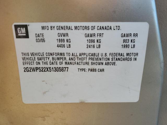 2G2WP522X51305877 - 2005 PONTIAC GRAND PRIX 棕色 照片 12