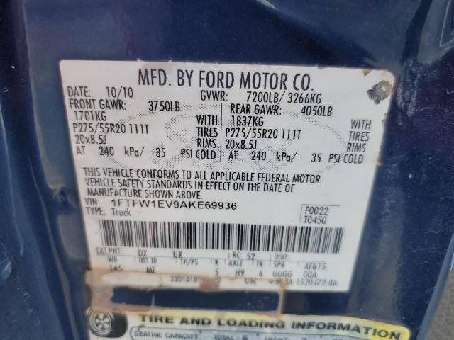 1FTFW1EV9AKE69936 - 2010 FORD F150 SUPERCREW BLACK photo 12