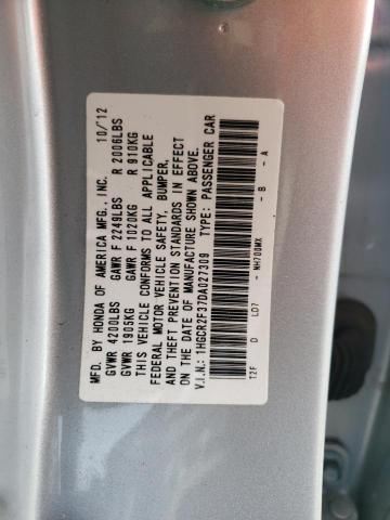 1HGCR2F37DA027309 - 2013 HONDA ACCORD LX SILVER photo 12