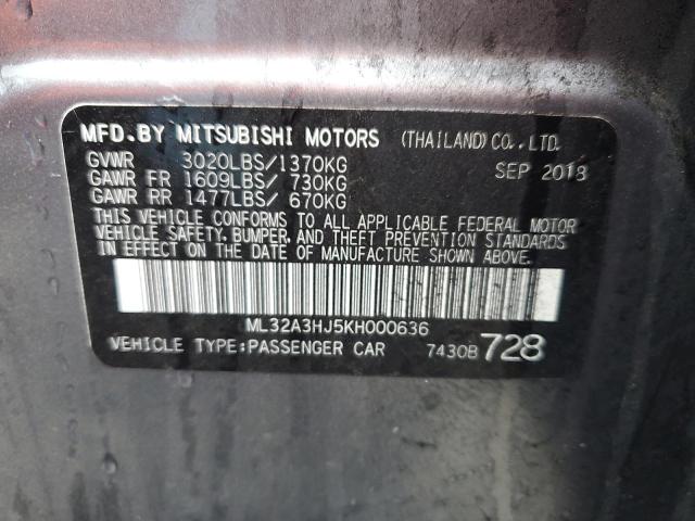 ML32A3HJ5KH000636 - 2019 MITSUBISHI MIRAGE ES SILVER photo 12