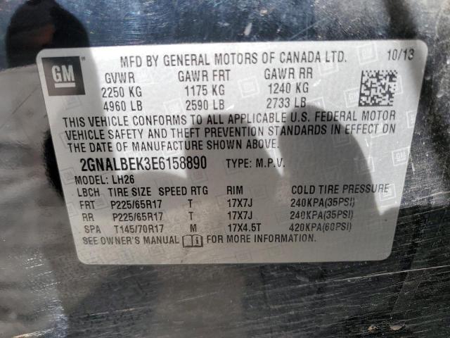 2GNALBEK3E6158890 - 2014 CHEVROLET EQUINOX LT GRAY photo 13