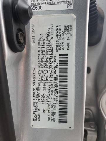 JTEBT14R138001691 - 2003 TOYOTA 4RUNNER SR5 SILVER photo 14