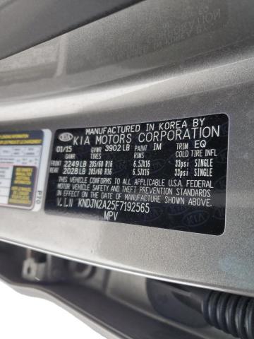 KNDJN2A25F7192565 - 2015 KIA SOUL GRAY photo 12