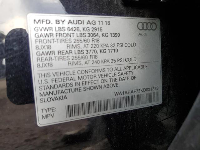 WA1AHAF72KD021378 - 2019 AUDI Q7 PREMIUM BLACK photo 14