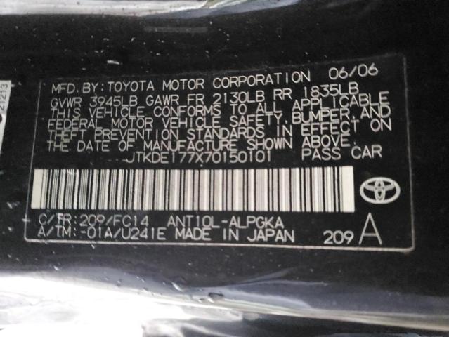 JTKDE177X70150101 - 2007 TOYOTA SCION TC BLACK photo 12