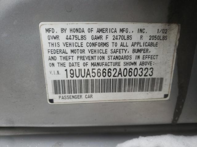 19UUA56662A060323 - 2002 ACURA 3.2TL SILVER photo 12