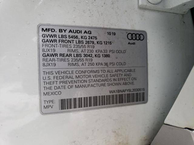 WA1BNAFY5L2030515 - 2020 AUDI Q5 PREMIUM PLUS WHITE photo 13