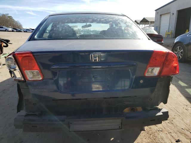 2HGES16535H529827 - 2005 HONDA CIVIC LX BLUE photo 6