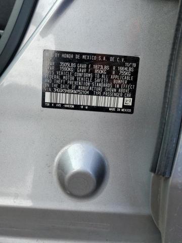 3HGGK5H89KM752104 - 2019 HONDA FIT EX SILVER photo 12