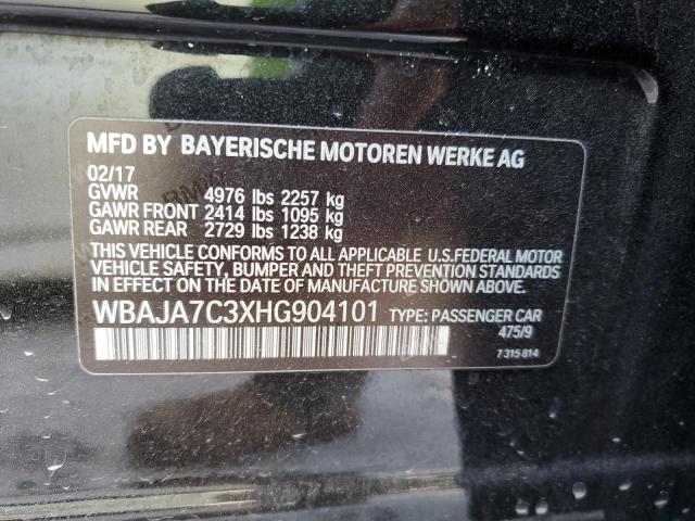 WBAJA7C3XHG904101 - 2017 BMW 530 XI BLACK photo 12