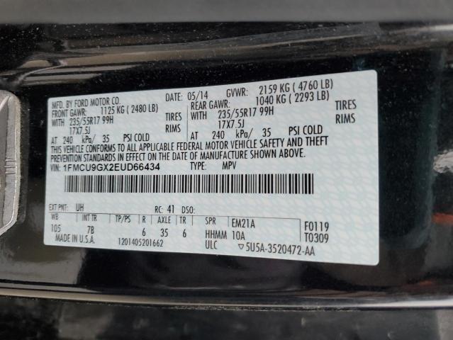 1FMCU9GX2EUD66434 - 2014 FORD ESCAPE SE BLACK photo 13