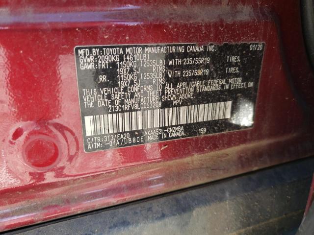 2T3C1RFV8LC053208 - 2020 TOYOTA RAV4 XLE PREMIUM RED photo 12