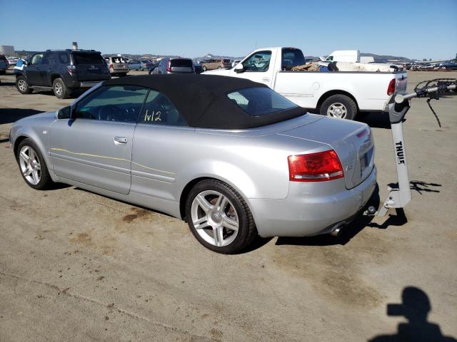 WAUDF48H27K022224 - 2007 AUDI A4 2.0T CABRIOLET QUATTRO SILVER photo 2