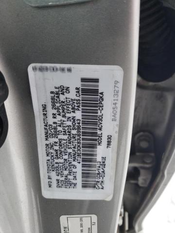 4T1BE30K83U699643 - 2003 TOYOTA CAMRY LE SILVER photo 12