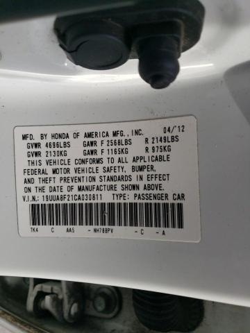 19UUA8F21CA030811 - 2012 ACURA TL WHITE photo 12