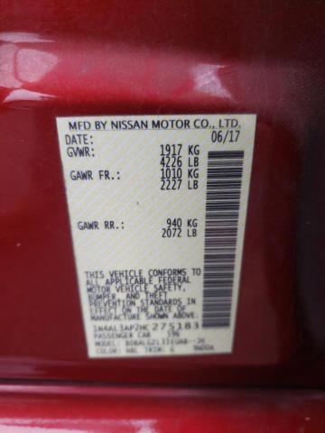 1N4AL3AP2HC275183 - 2017 NISSAN ALTIMA 2.5 RED photo 13