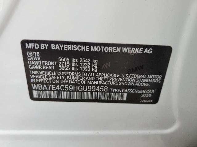 WBA7E4C59HGU99458 - 2017 BMW 740 XI WHITE photo 12