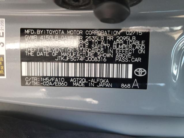 JTKJF5C74FJ008316 - 2015 TOYOTA SCION TC ნაცრისფერი ფოტო 12