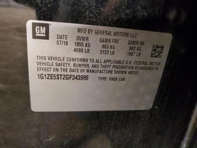 1G1ZE5ST2GF343986 - 2016 CHEVROLET MALIBU LT BLACK photo 12