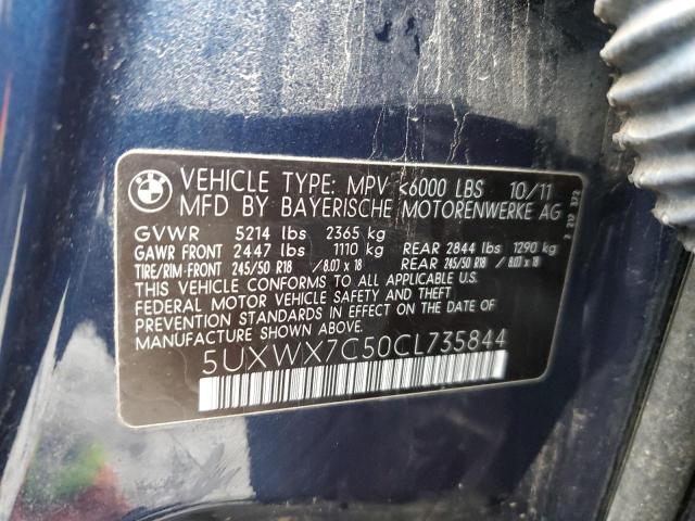 5UXWX7C50CL735844 - 2012 BMW X3 XDRIVE35I BLUE photo 14