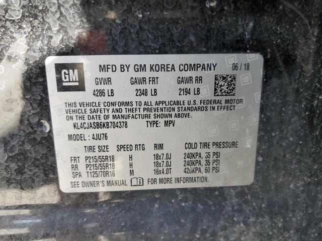 KL4CJASB6KB704378 - 2019 BUICK ENCORE PREFERRED Қара фото 13