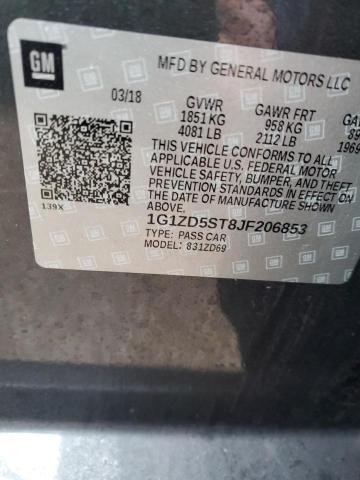 1G1ZD5ST8JF206853 - 2018 CHEVROLET MALIBU LT GRAY photo 12