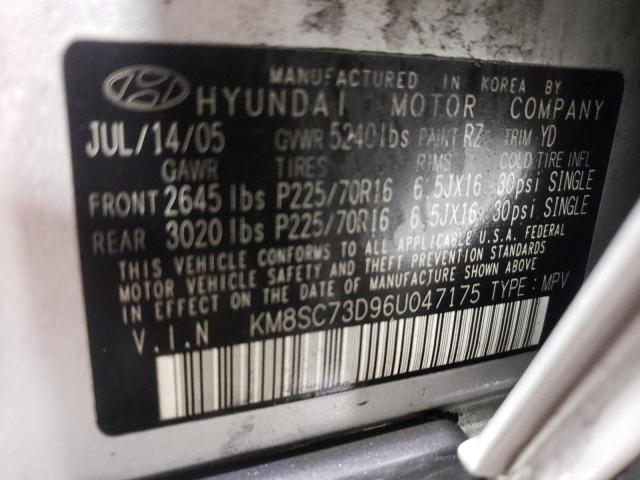 KM8SC73D96U047175 - 2006 HYUNDAI SANTA FE GLS SILVER photo 12