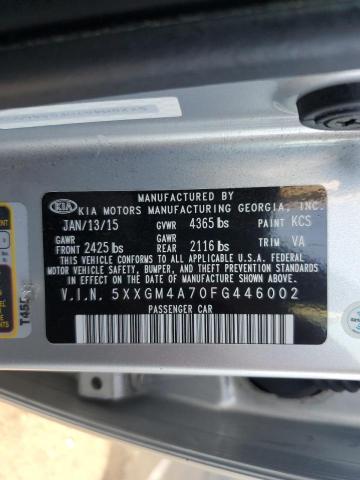 5XXGM4A70FG446002 - 2015 KIA OPTIMA LX SILVER photo 12