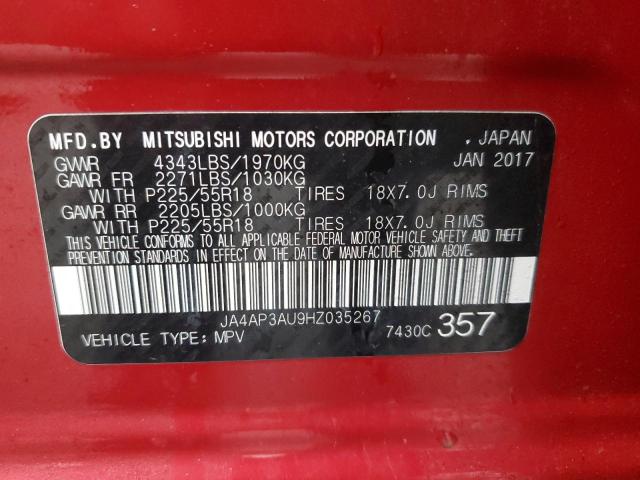 JA4AP3AU9HZ035267 - 2017 MITSUBISHI OUTLANDER ES RED photo 13