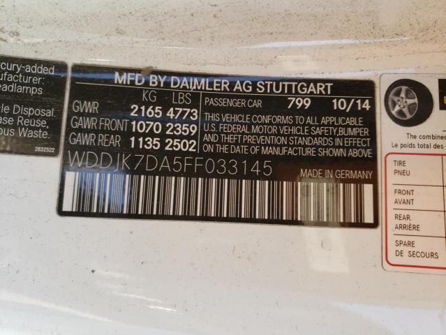 WDDJK7DA5FF033145 - 2015 MERCEDES-BENZ SL 550 WHITE photo 13