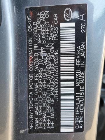 JTHBA30G165143246 - 2006 LEXUS ES 330 SILVER photo 12