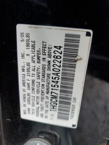 1HGCM71545A022624 - 2005 HONDA ACCORD SE BLACK photo 13