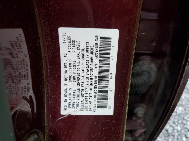 1HGCR2F34EA100461 - 2014 HONDA ACCORD LX BURGUNDY photo 12