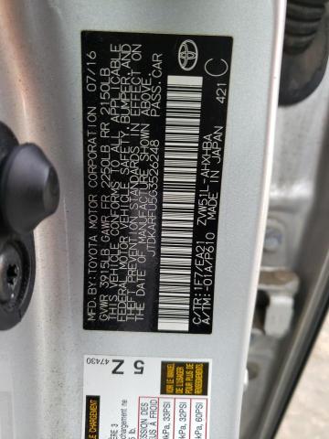 JTDKARFU5G3526248 - 2016 TOYOTA PRIUS GRAY photo 12