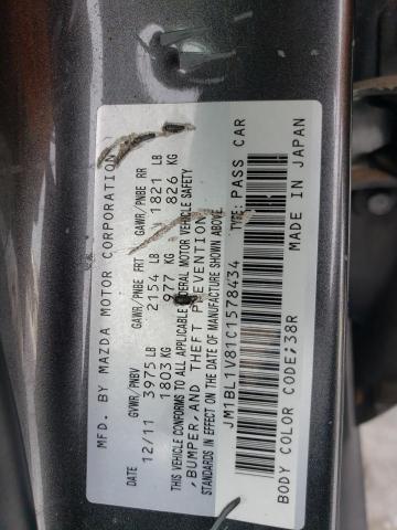 JM1BL1V81C1578434 - 2012 MAZDA 3 I GRAY photo 12