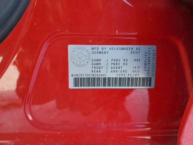 WVWCR71K07W285849 - 2007 VOLKSWAGEN RABBIT RED photo 12