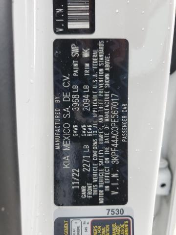 3KPF44AC0PE567017 - 2023 KIA FORTE GT WHITE photo 12