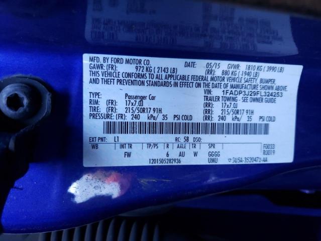 1FADP3J29FL324253 - 2015 FORD FOCUS TITANIUM BLUE photo 12