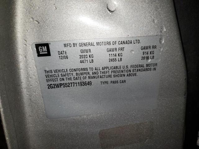 2G2WP552771193649 - 2007 PONTIAC GRAND PRIX SILVER photo 12