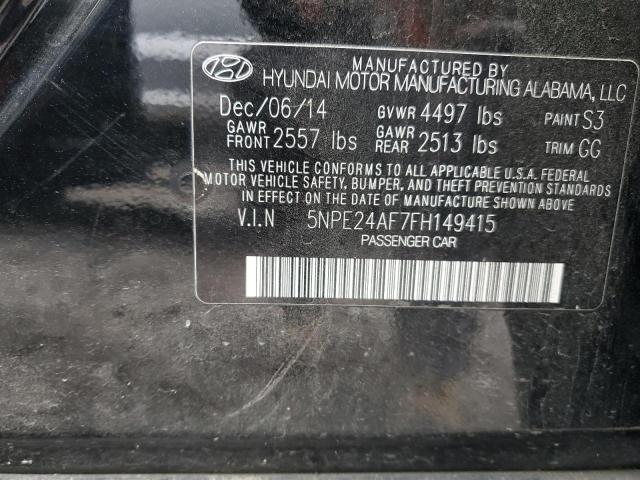 5NPE24AF7FH149415 - 2015 HYUNDAI SONATA SE BLACK photo 12