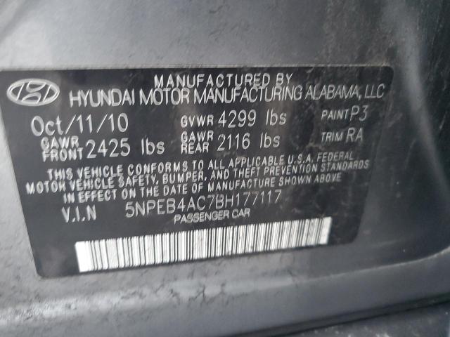 5NPEB4AC7BH177117 - 2011 HYUNDAI SONATA GLS GRAY photo 12