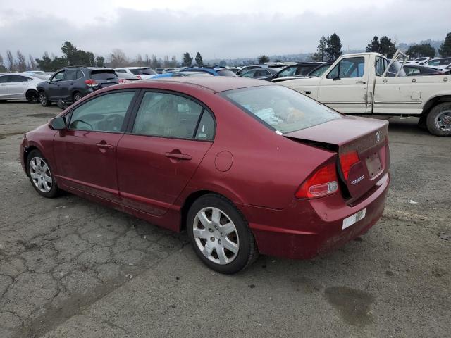 2HGFA16516H511593 - 2006 HONDA CIVIC LX BURGUNDY photo 2