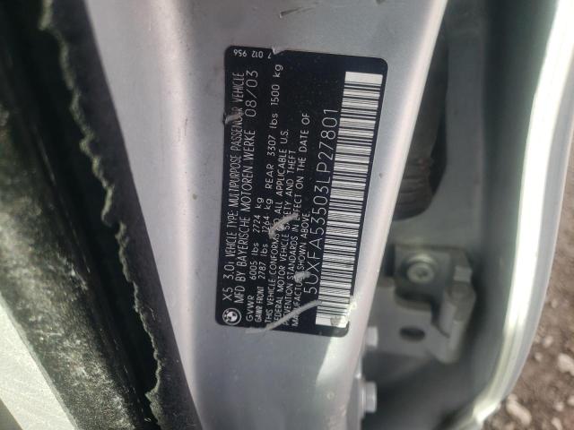 5UXFA53503LP27801 - 2003 BMW X5 3.0I SILVER photo 12