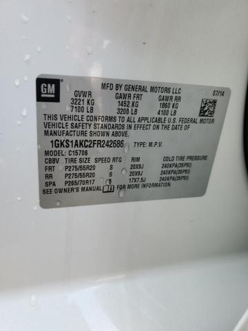 1GKS1AKC2FR242686 - 2015 GMC YUKON SLE WHITE photo 13