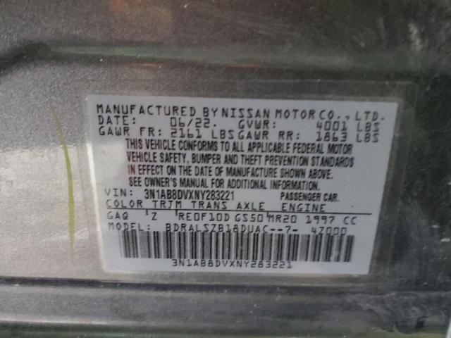 3N1AB8DVXNY283221 - 2022 NISSAN SENTRA SR GRAY photo 12