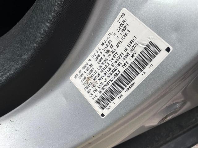 SHSRD78413U125826 - 2003 HONDA CR-V LX SILVER photo 10